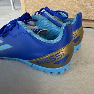 Kids Blue and Gold Messi Turf Soccer Shoes